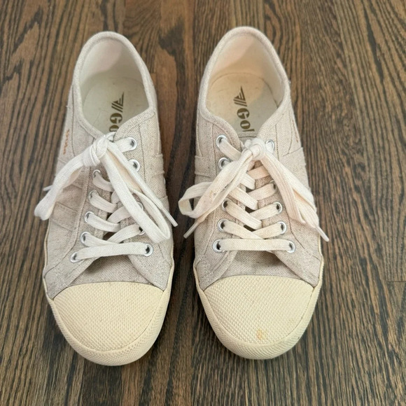 Gola Coaster Linen Sneakers in oatmeal and off white size US 7 - Picture 2 of 7